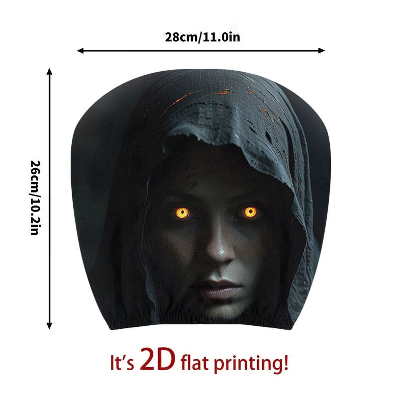 Horror Car Headrest Cover Universal Scary Face Seat Protector Halloween Auto Decor