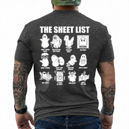 Boo Sheet Halloween The Sheet List Shirt Funny Ghost Halloween Graphic Tee Gift For Adults