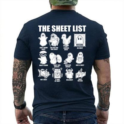 Boo Sheet Halloween The Sheet List Shirt Funny Ghost Halloween Graphic Tee Gift For Adults