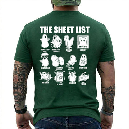 Boo Sheet Halloween The Sheet List Shirt Funny Ghost Halloween Graphic Tee Gift For Adults