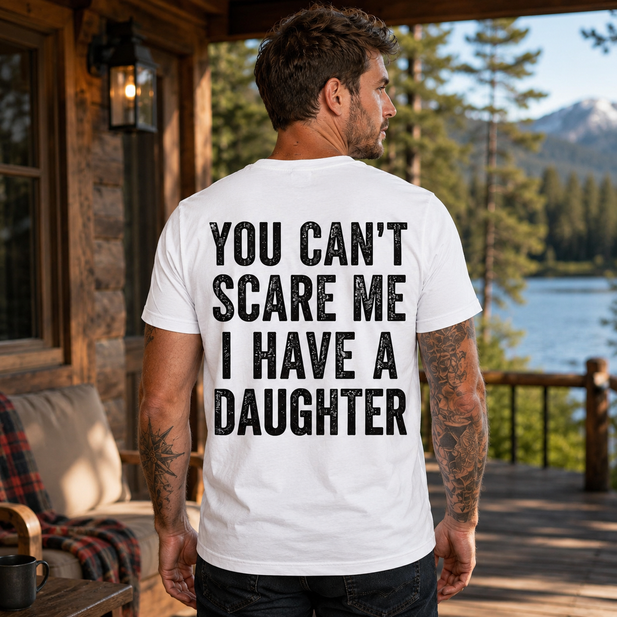 You Cant Scare Me I Have A Daughter Shirt Funny Girl Dad Graphic Tee Father's Day Gift For Men
