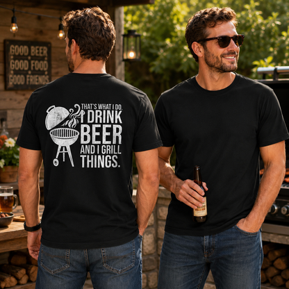 Thats What I Do I Drink Beer And I Grill Things Shirt Funny BBQ Graphic Tee Grilling Gift For Men