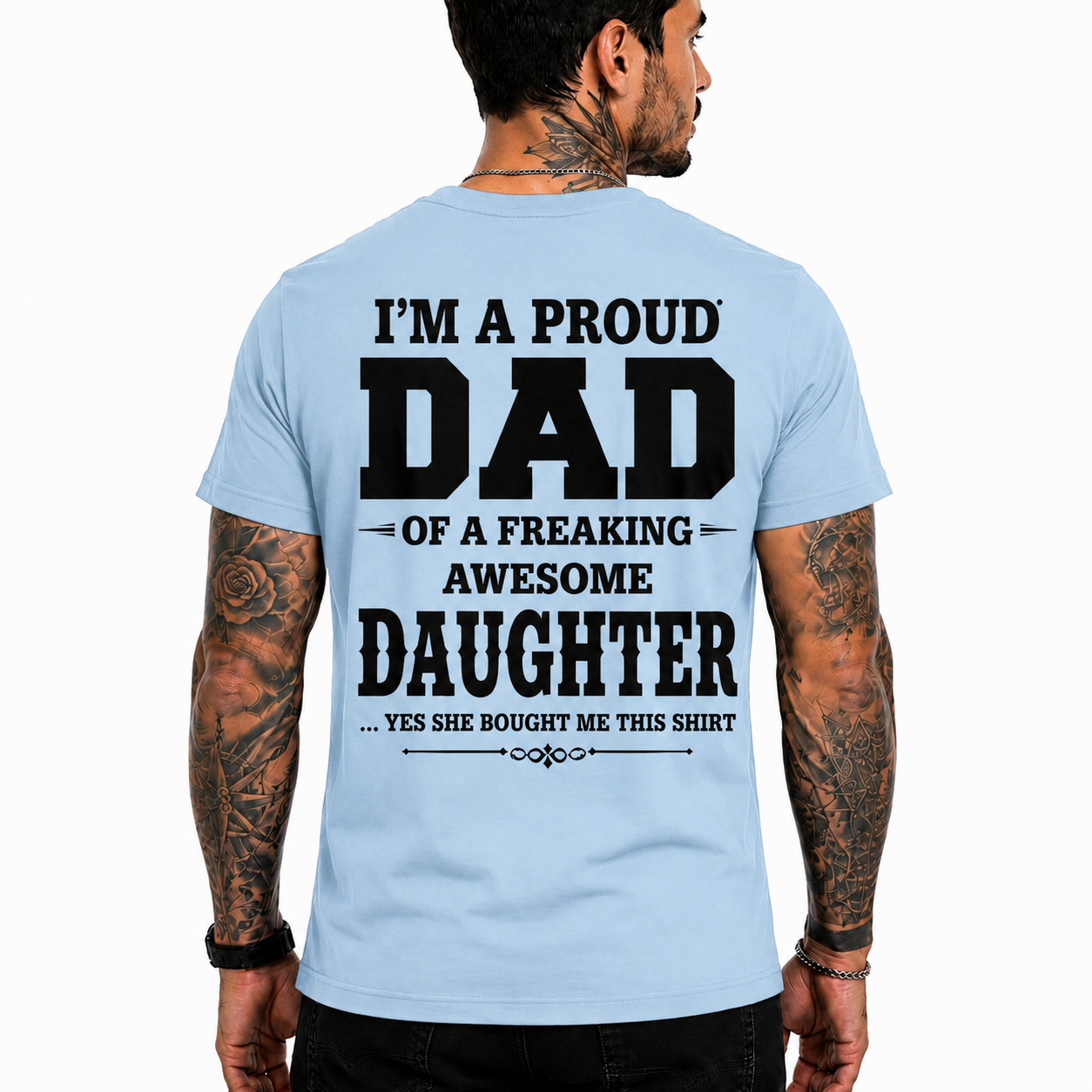 Proud Dad Of An Awesome Daughter Shirt Funny Dad Graphic Tee Father's Day Gift For Men