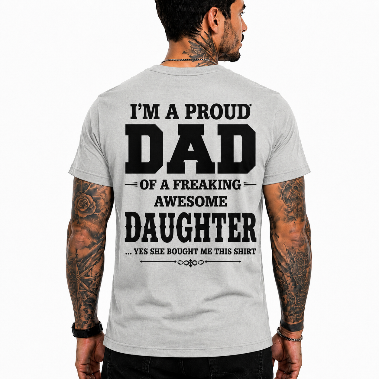 Proud Dad Of An Awesome Daughter Shirt Funny Dad Graphic Tee Father's Day Gift For Men