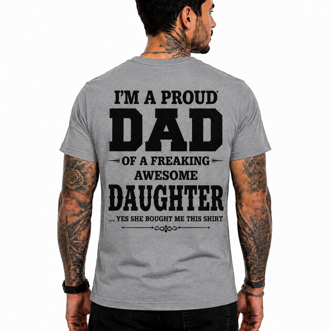 Proud Dad Of An Awesome Daughter Shirt Funny Dad Graphic Tee Father's Day Gift For Men