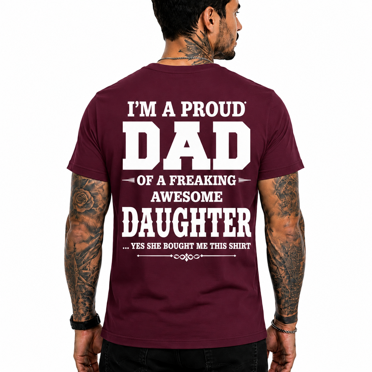 Proud Dad Of An Awesome Daughter Shirt Funny Dad Graphic Tee Father's Day Gift For Men