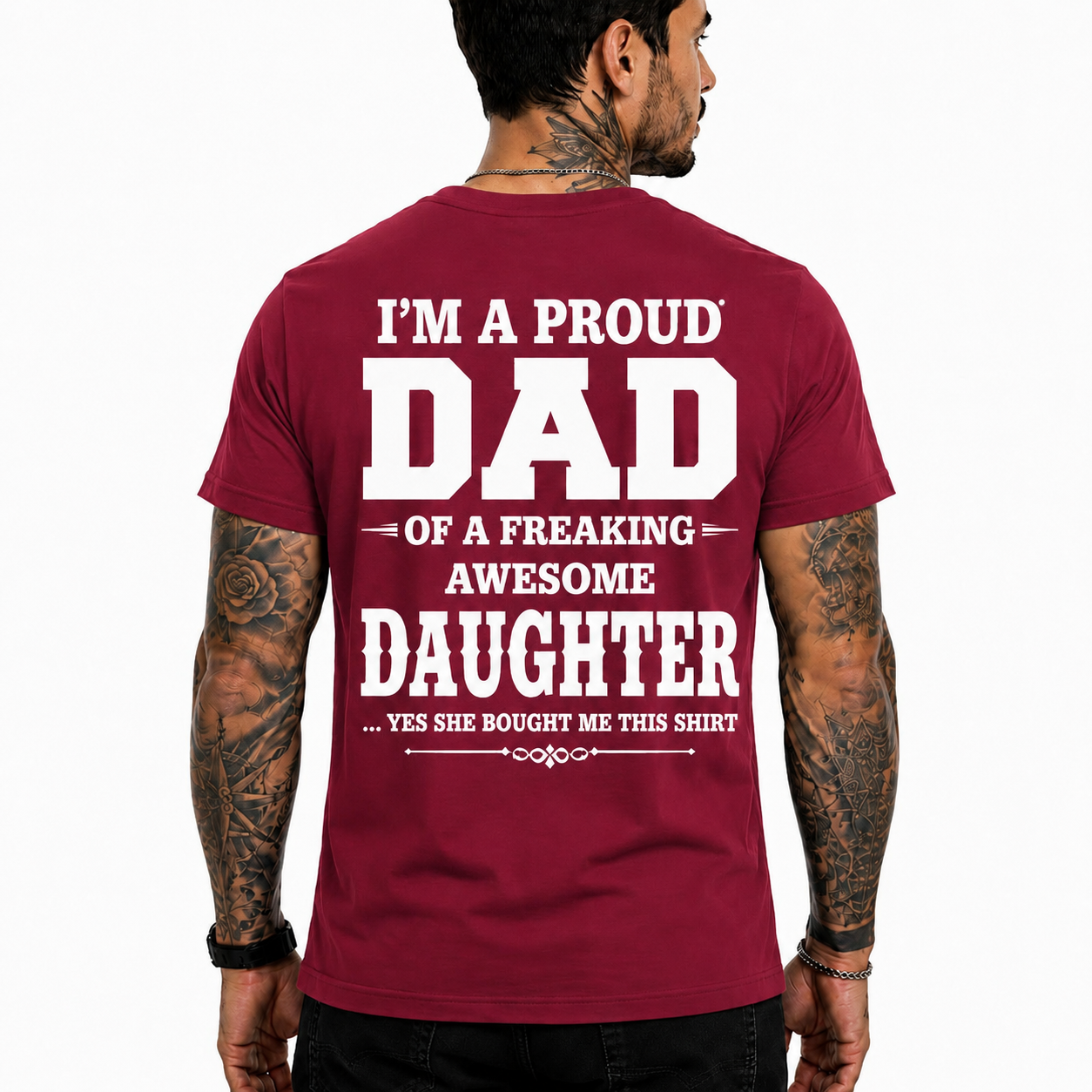 Proud Dad Of An Awesome Daughter Shirt Funny Dad Graphic Tee Father's Day Gift For Men