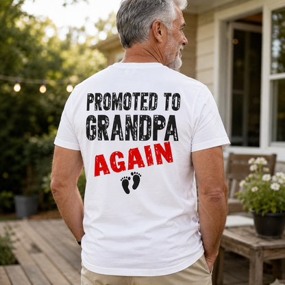 Promoted To Grandpa Again Shirt Funny Grandpa Graphic Tee New Grandpa Gift Family Gift For Men