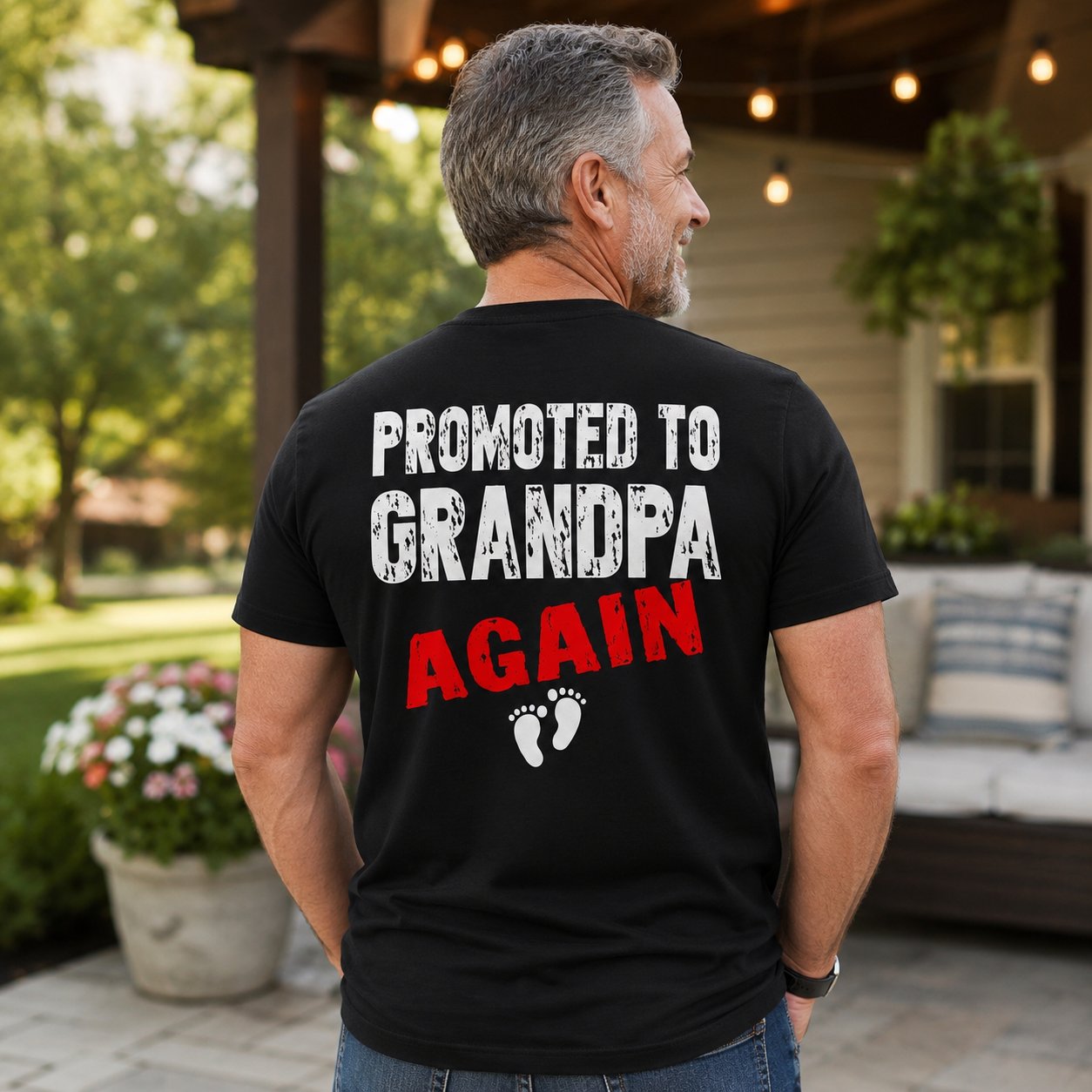 Promoted To Grandpa Again Shirt Funny Grandpa Graphic Tee New Grandpa Gift Family Gift For Men