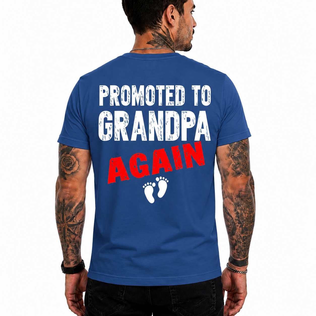 Promoted To Grandpa Again Shirt Funny Grandpa Graphic Tee New Grandpa Gift Family Gift For Men