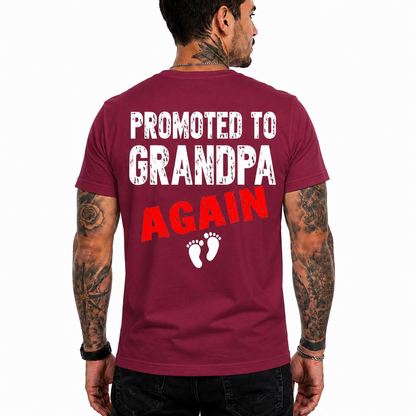 Promoted To Grandpa Again Shirt Funny Grandpa Graphic Tee New Grandpa Gift Family Gift For Men
