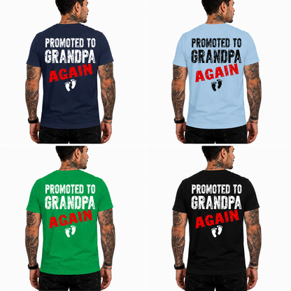 Promoted To Grandpa Again Shirt Funny Grandpa Graphic Tee New Grandpa Gift Family Gift For Men