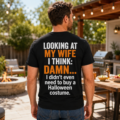Funny Husband Halloween Costume Shirt Marriage Joke Graphic Tee Gift For Men