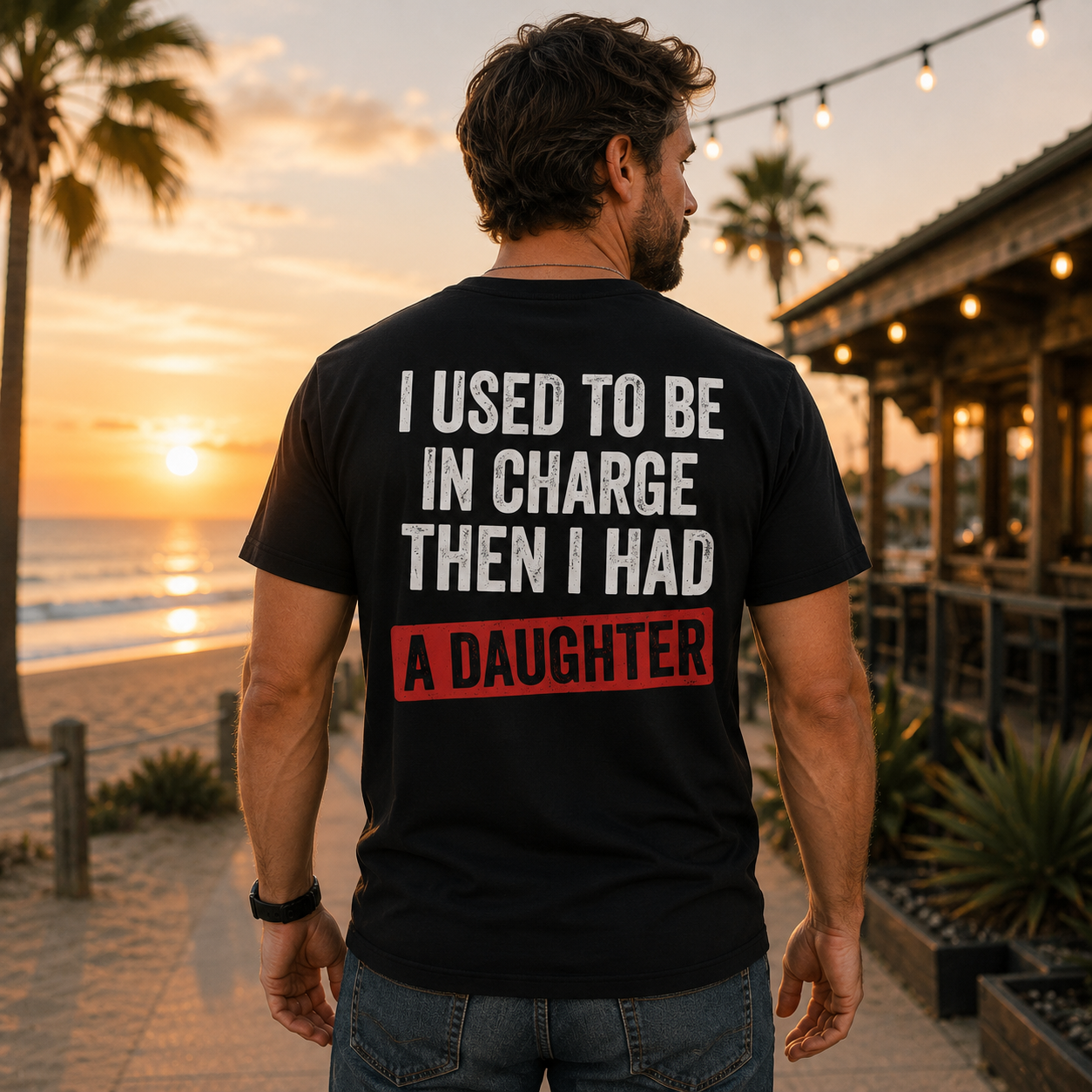 I Used To Be In Charge Then I Had A Daughter Shirt Funny Dad Graphic Tee Girl Dad Gift For Fathers Day