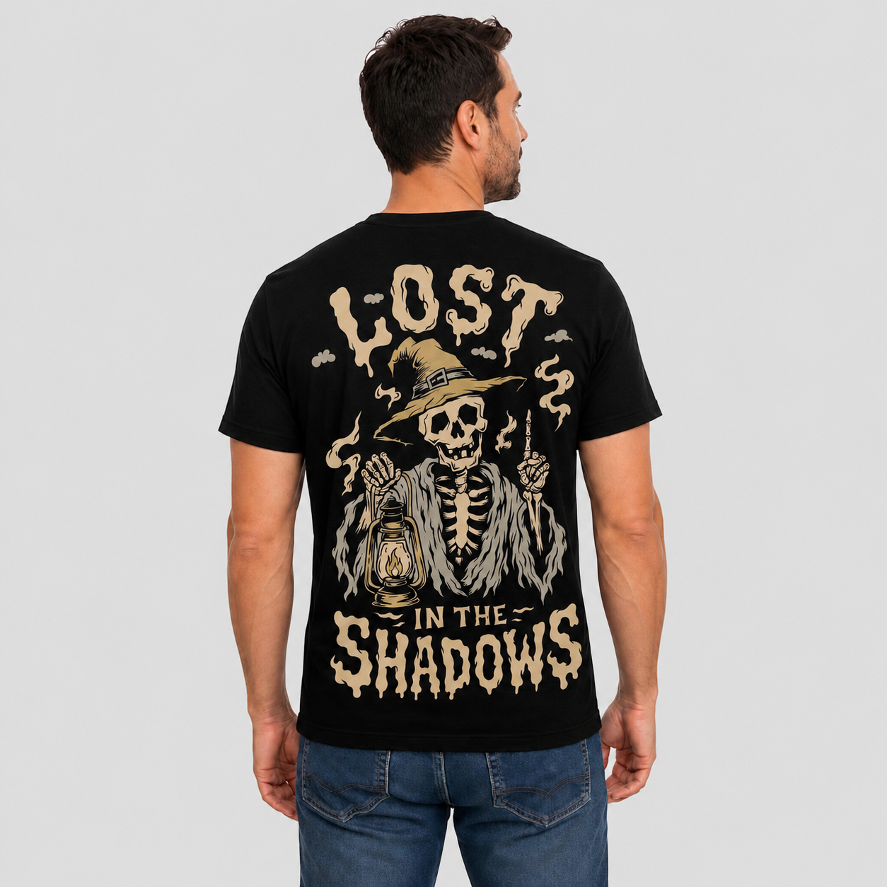 Lost In The Shadows Shirt Spooky Skeleton Halloween Graphic Tee Gothic Witch Gift