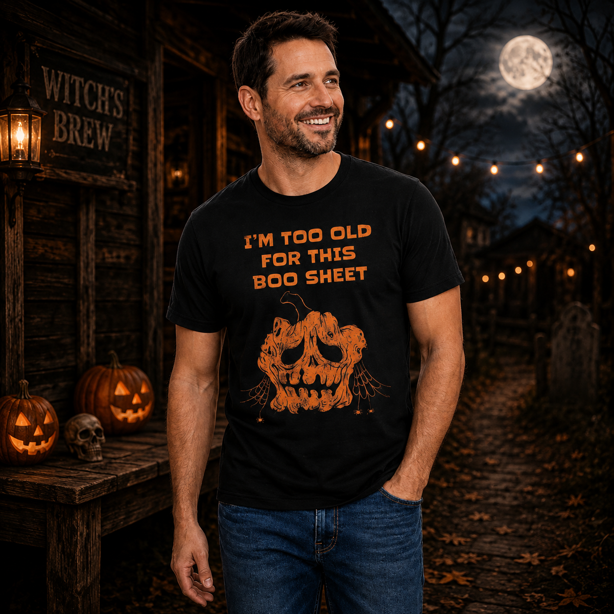 Im Too Old For This Boo Sheet Shirt Funny Halloween Ghost Pumpkin Graphic Tee Fall Gift For Adults