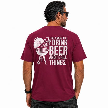 Thats What I Do I Drink Beer And I Grill Things Shirt Funny BBQ Graphic Tee Grilling Gift For Men