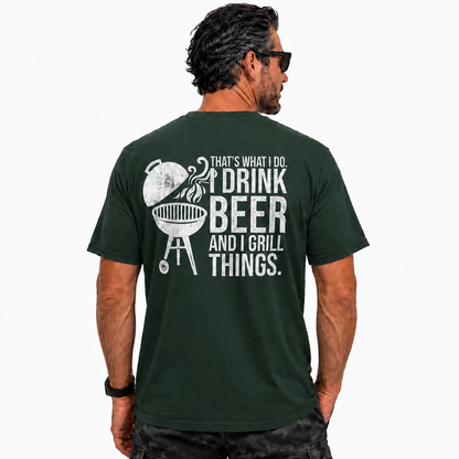 Thats What I Do I Drink Beer And I Grill Things Shirt Funny BBQ Graphic Tee Grilling Gift For Men