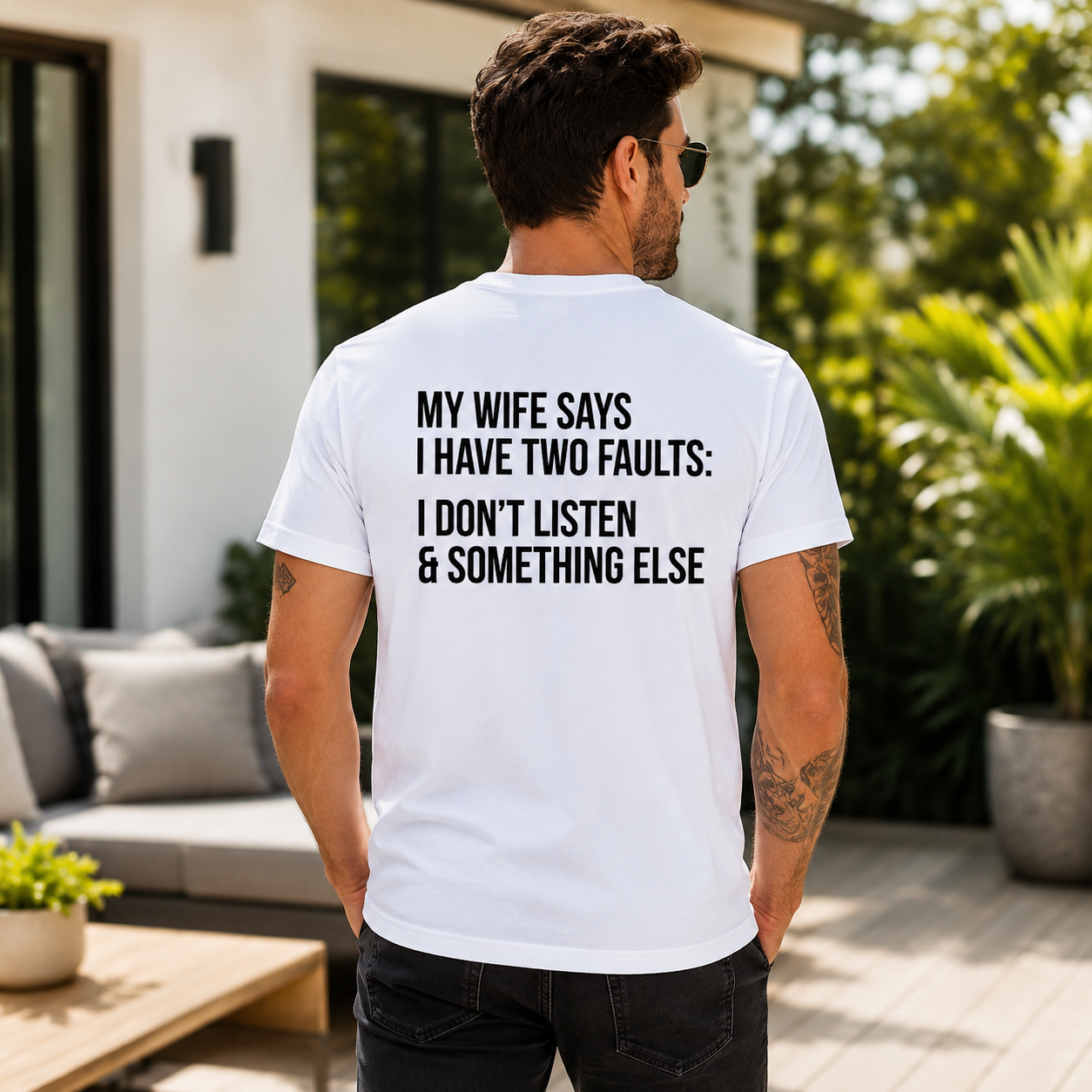My Wife Says I Have Two Faults Shirt Funny Husband Graphic Tee Marriage Gift For Men