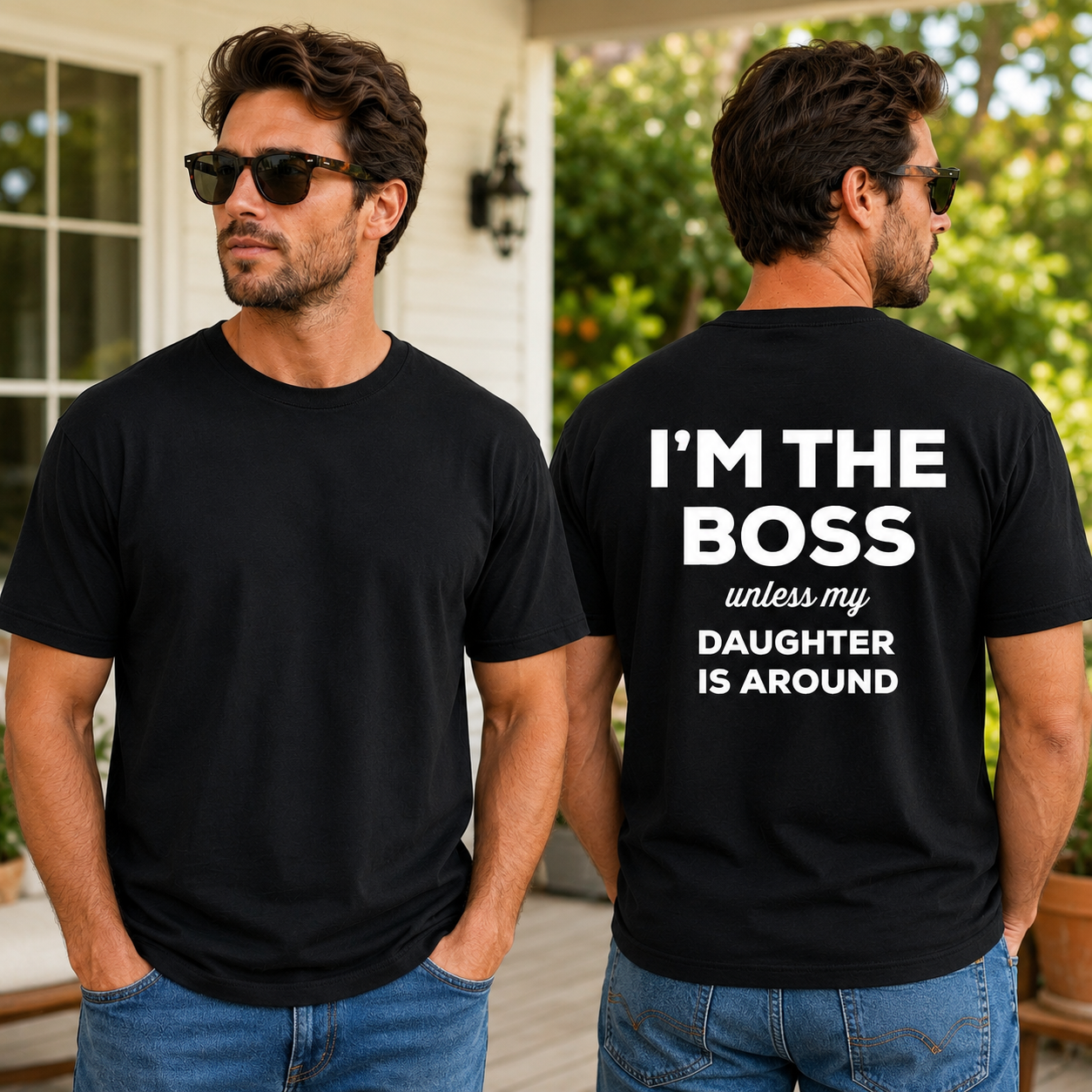 Im The Boss Unless My Daughter Is Around Shirt Funny Dad Graphic Tee Fathers Day Gift For Men