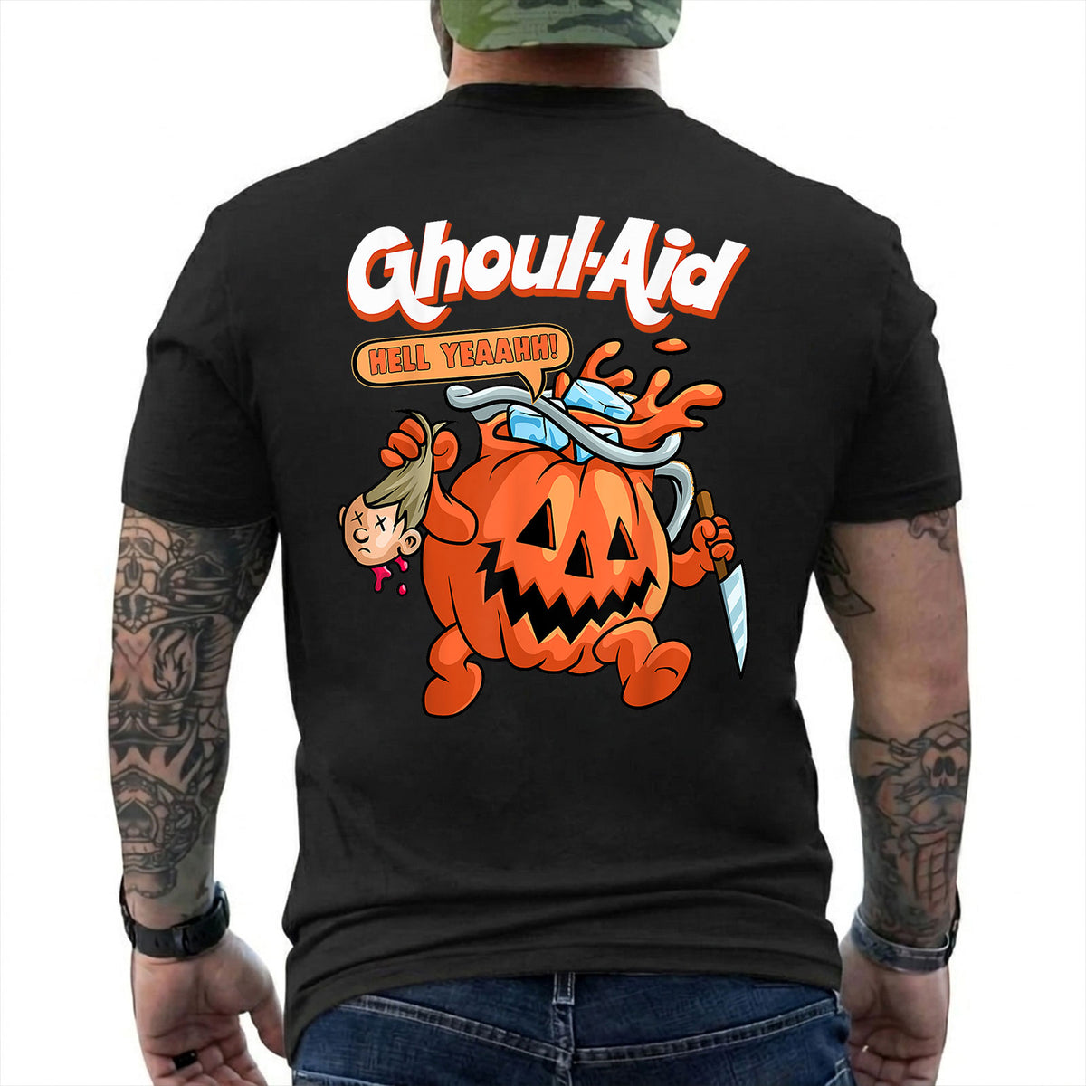 Cool Ghoul Aid Shirt Funny Pumpkin Halloween Graphic Tee Retro Horror Gif