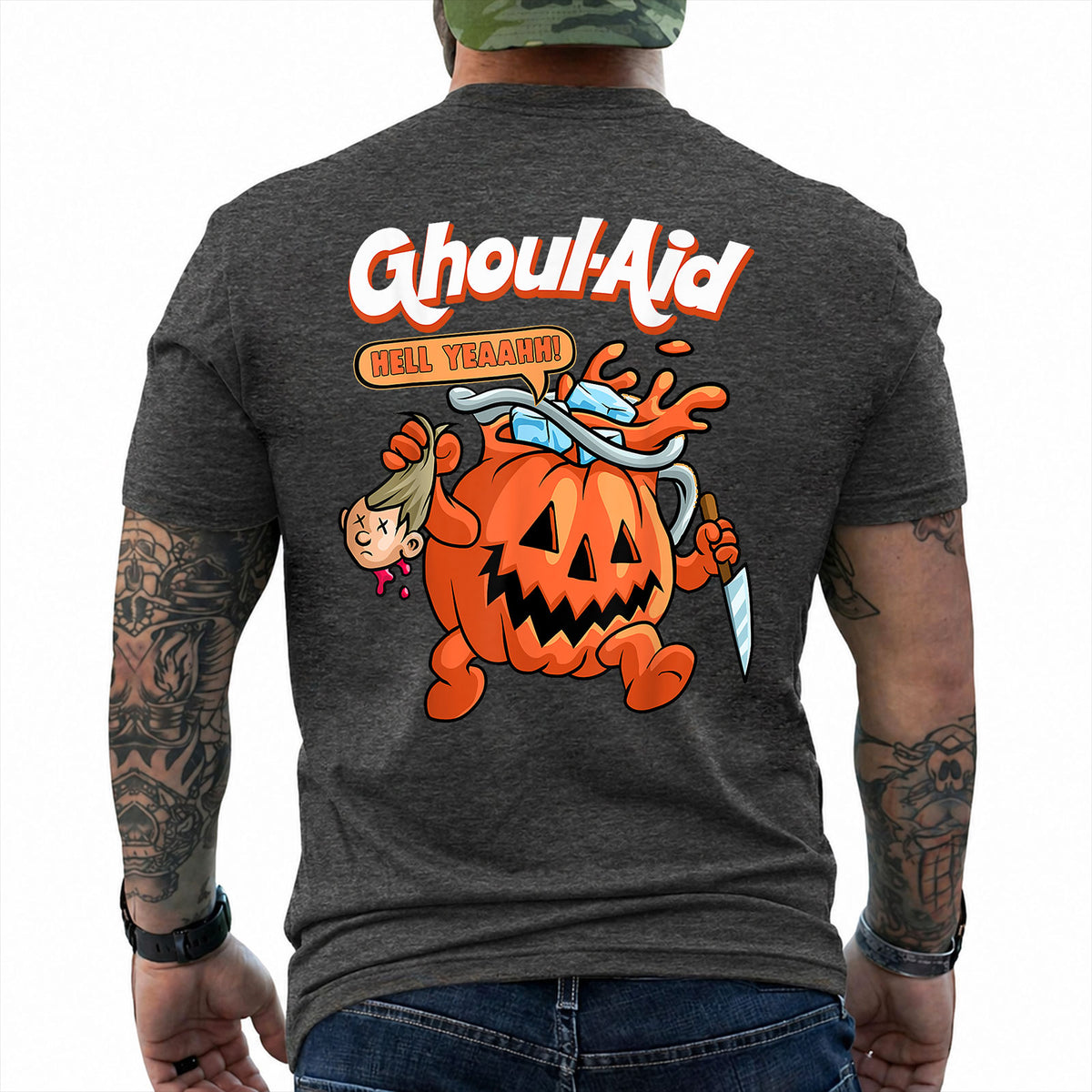 Cool Ghoul Aid Shirt Funny Pumpkin Halloween Graphic Tee Retro Horror Gif