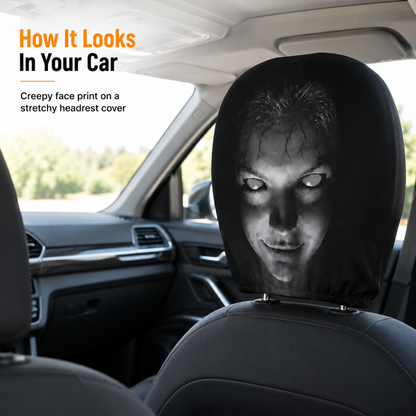 Creepy Car Seat Cover Funny Halloween Prank Headrest Cover Gift For Drivers