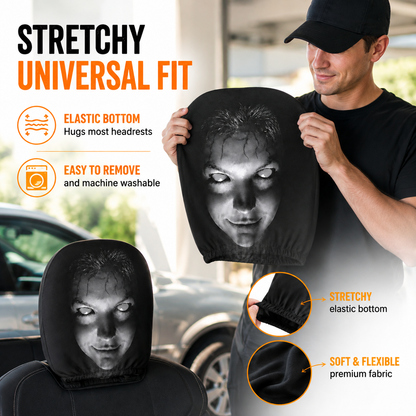 Creepy Car Seat Cover Funny Halloween Prank Headrest Cover Gift For Drivers