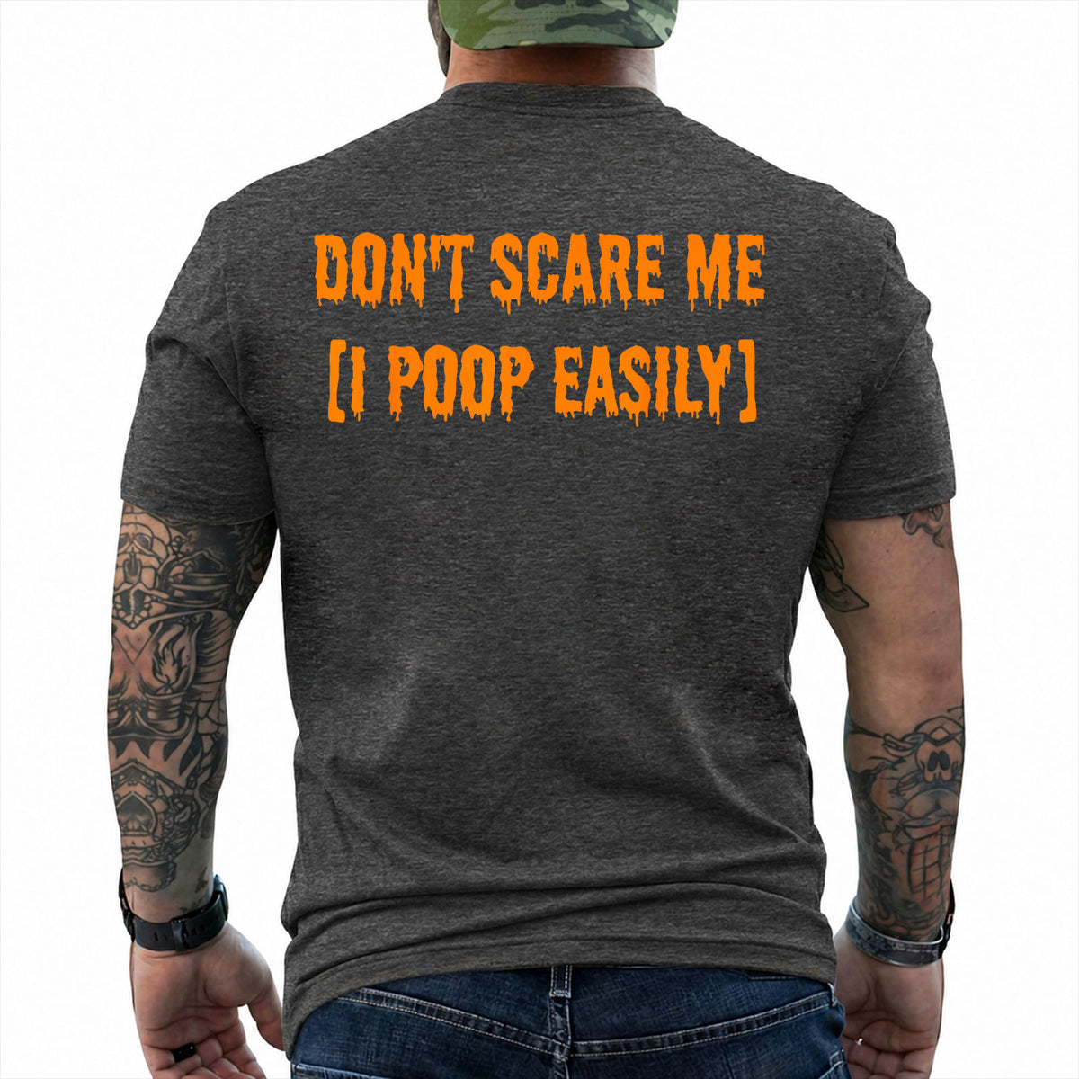 Dont Scare Me I Poop Easily Shirt Funny Halloween Graphic Tee Gag Gift For Adults