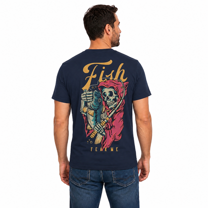 Fish Fear Me Shirt Funny Skeleton Fishing Graphic Tee Fisherman Gift For Men Fathers Day