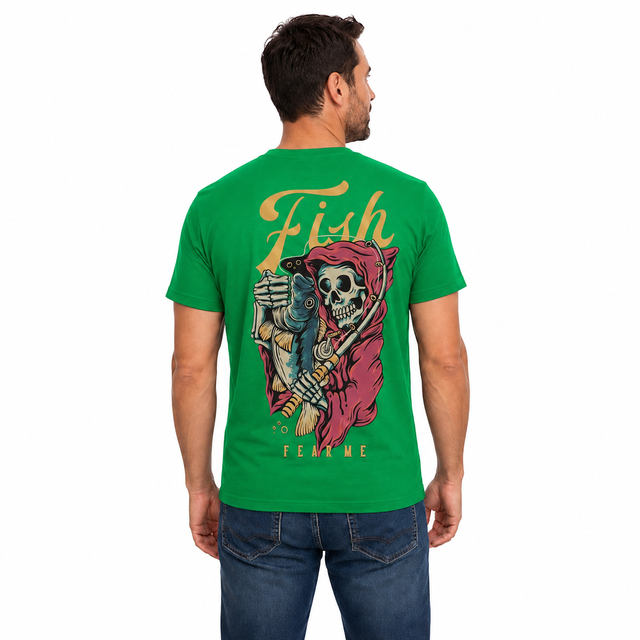 Fish Fear Me Shirt Funny Skeleton Fishing Graphic Tee Fisherman Gift For Men Fathers Day