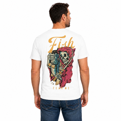 Fish Fear Me Shirt Funny Skeleton Fishing Graphic Tee Fisherman Gift For Men Fathers Day