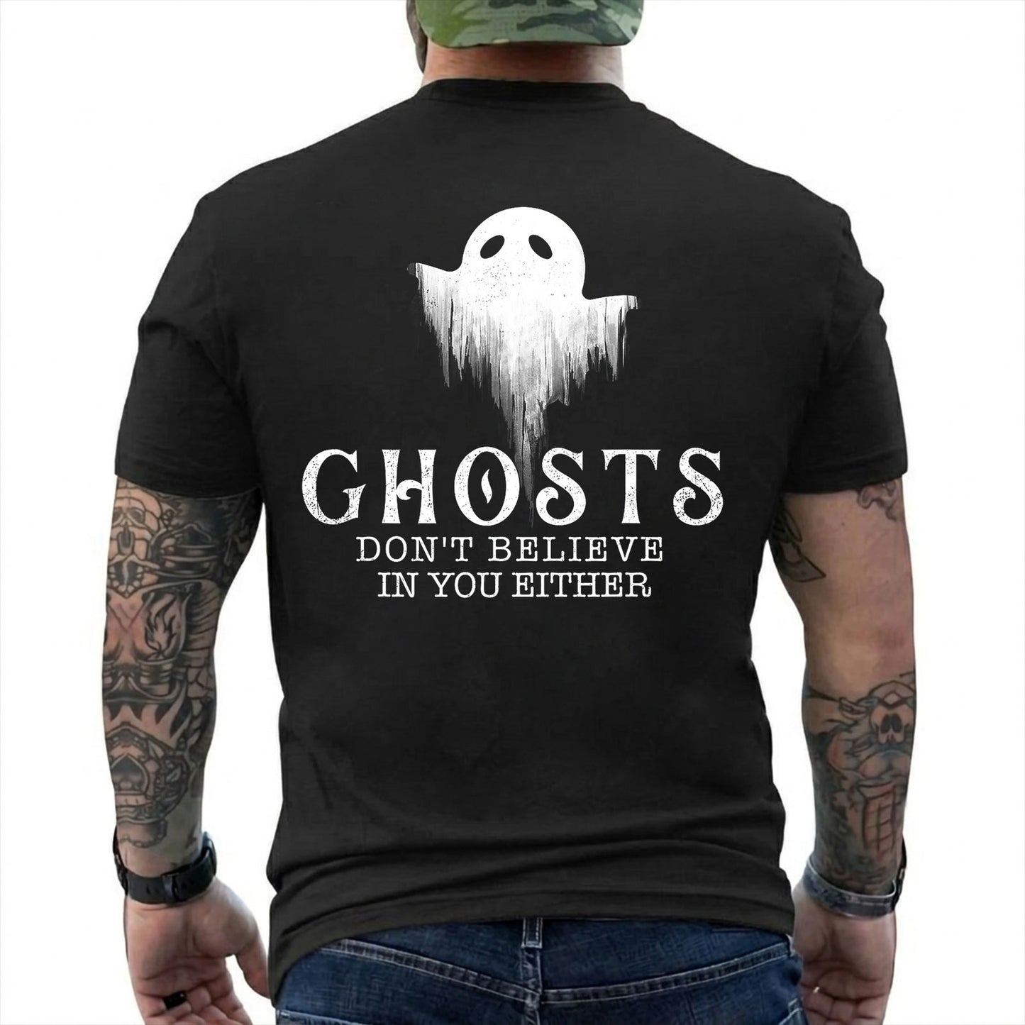 Ghosts Dont Believe In You Either Shirt Funny Paranormal Investigator Graphic Tee Halloween Gift