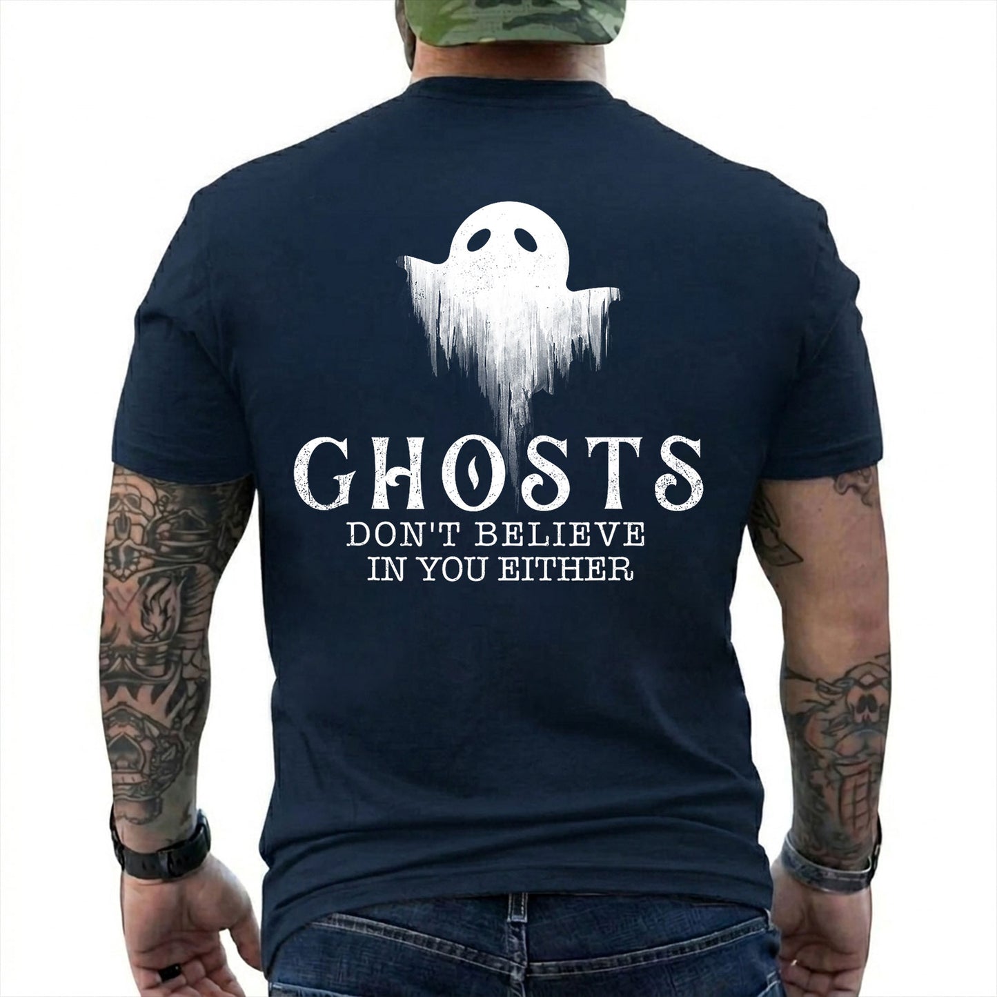 Ghosts Dont Believe In You Either Shirt Funny Paranormal Investigator Graphic Tee Halloween Gift
