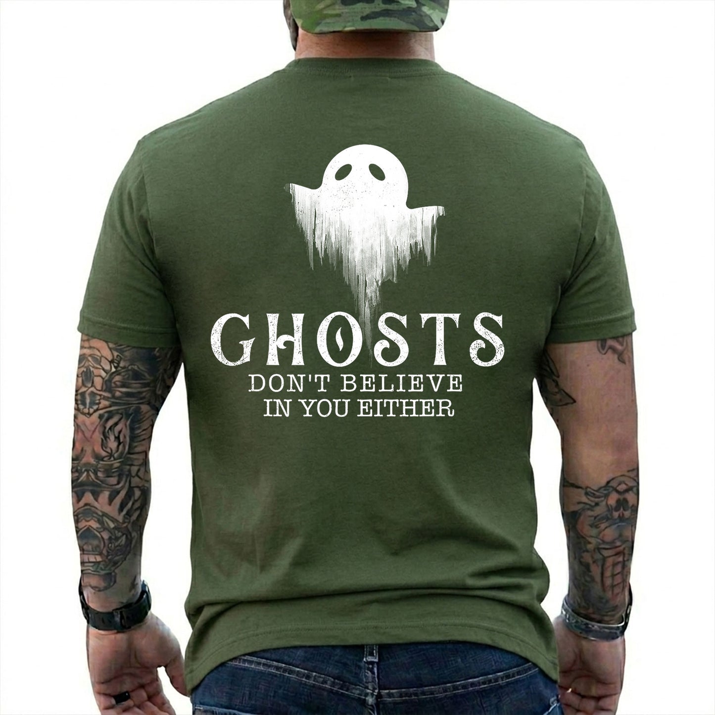 Ghosts Dont Believe In You Either Shirt Funny Paranormal Investigator Graphic Tee Halloween Gift