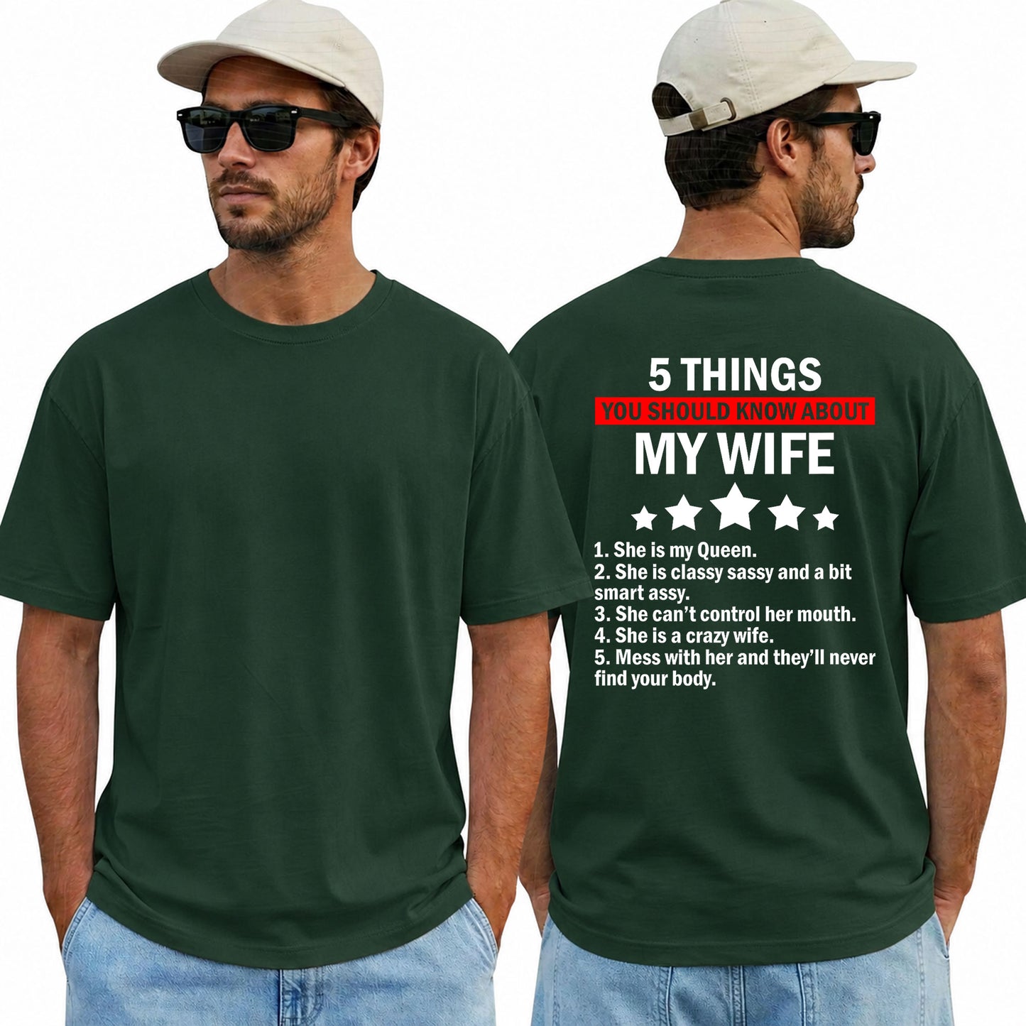 Funny Husband Shirt, My Wife Shirt, 5 Things You Should Know About My Wife Tee, Husband Gift, Funny Marriage T-Shirt, Gift for Him