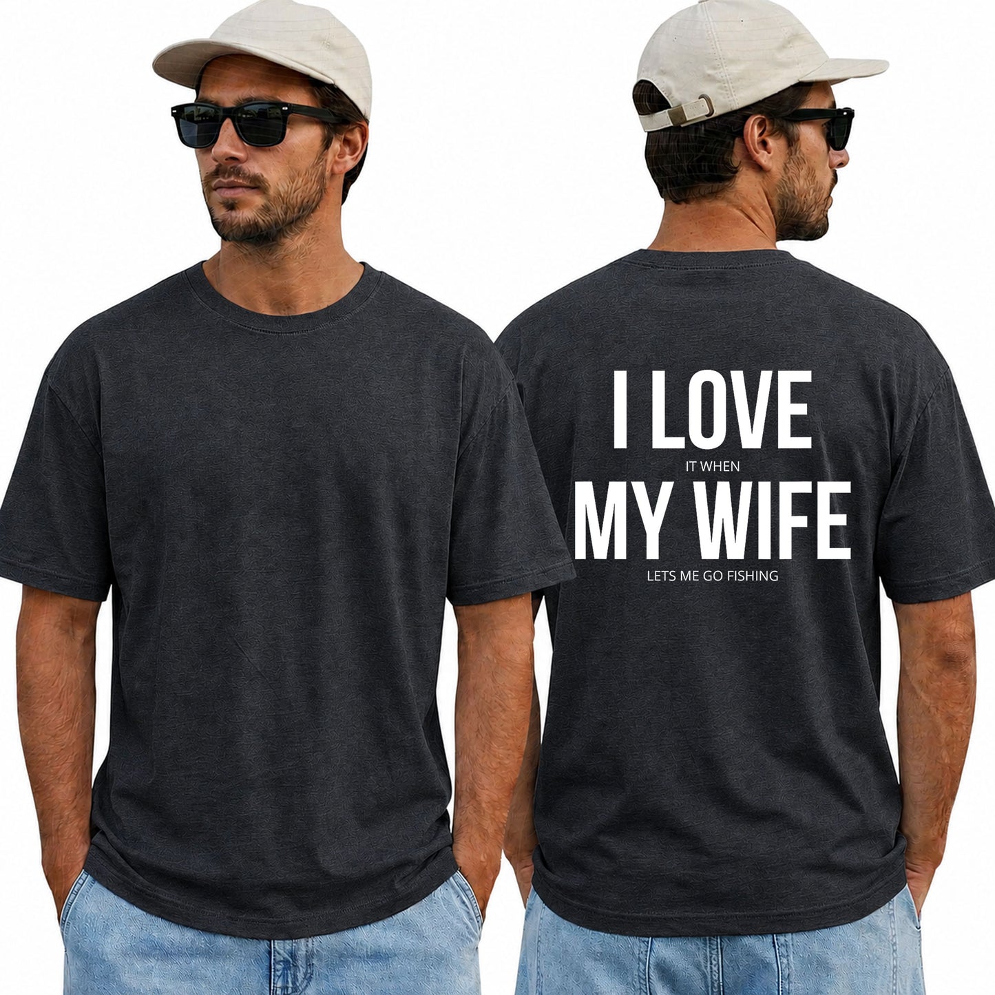 Funny I Love It When My Wife Lets Me Go Fishing Shirt Humor Graphic Tee Gift For Fishermen