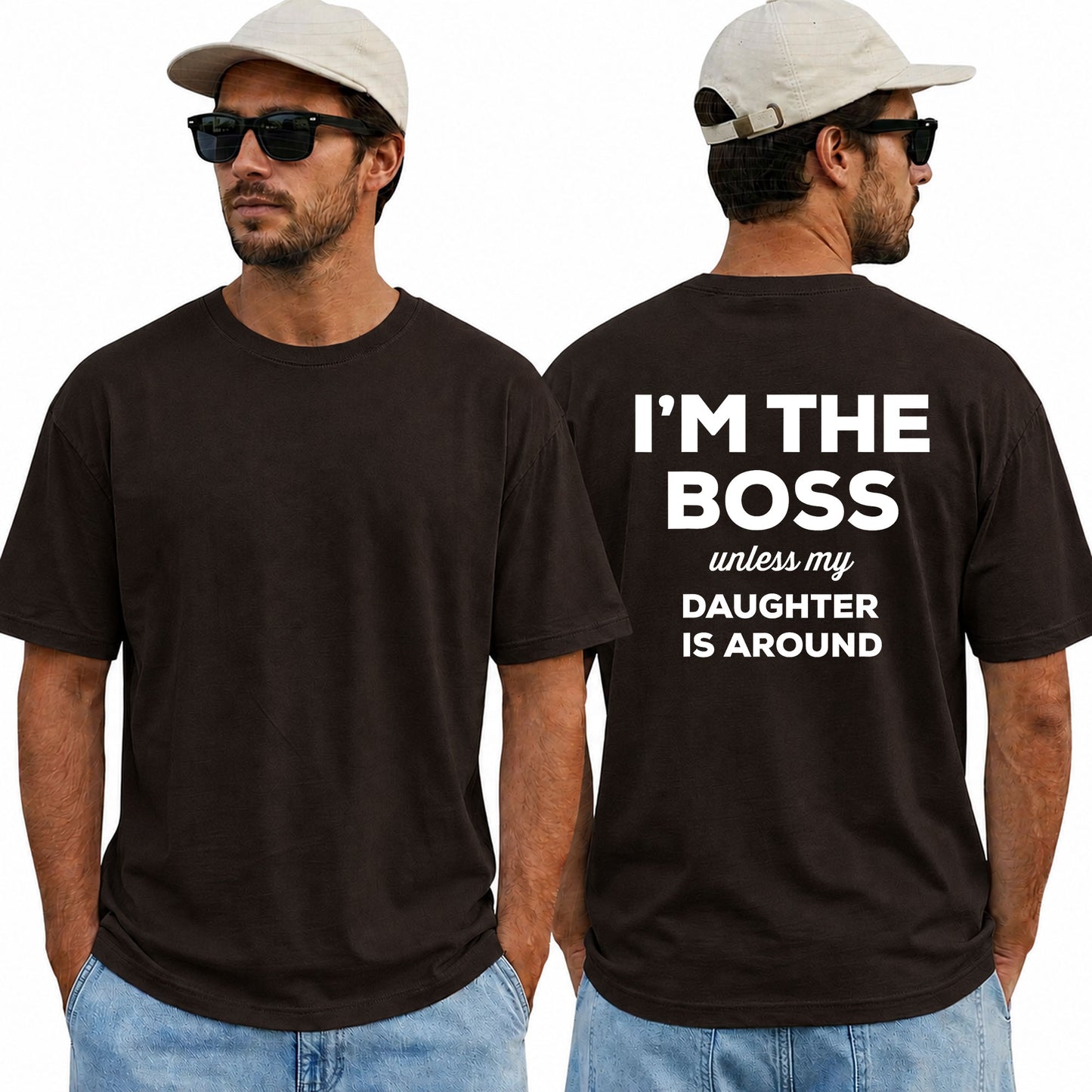 Im The Boss Unless My Daughter Is Around Shirt Funny Dad Graphic Tee Fathers Day Gift For Men