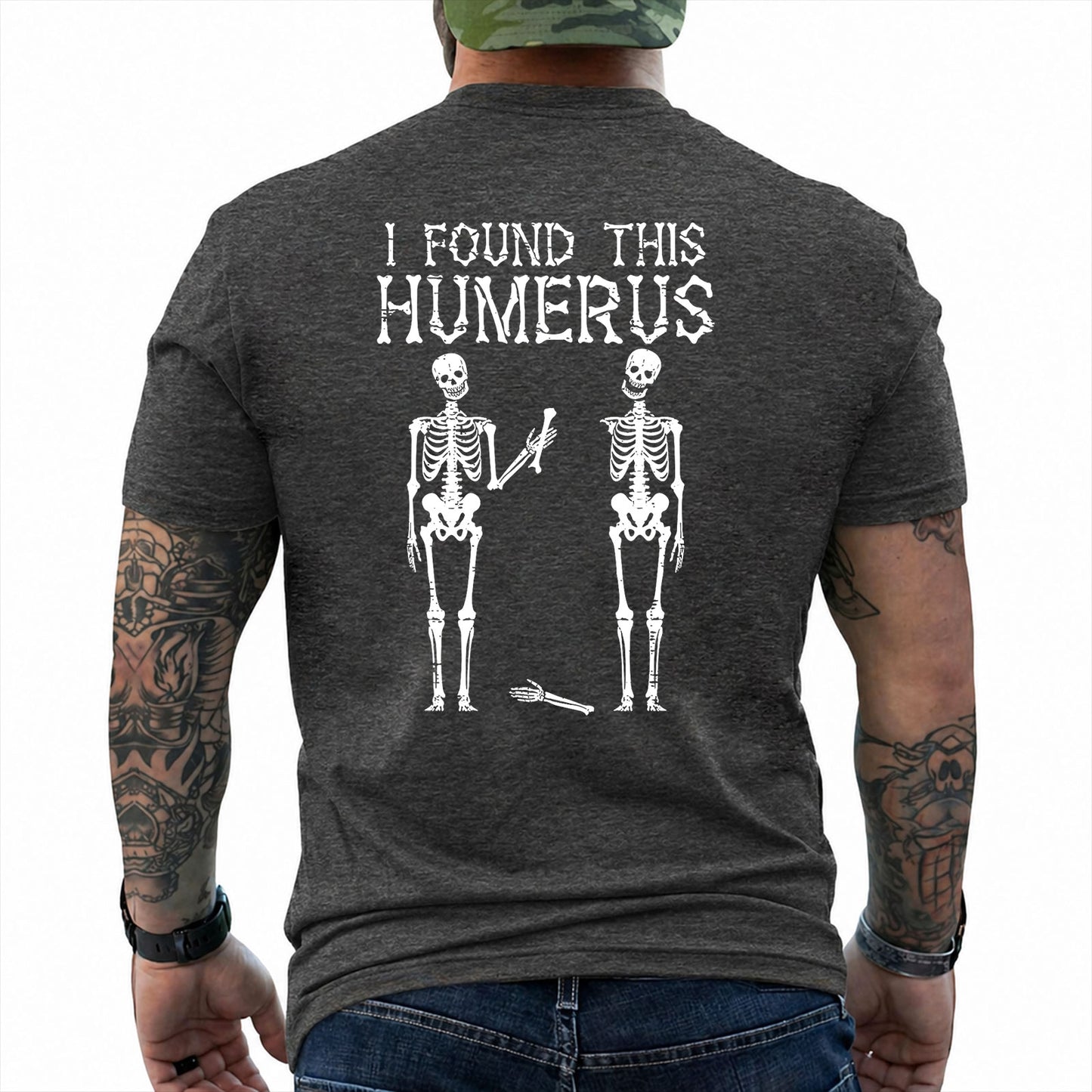 I Found This Humerus Shirt Funny Skeleton Halloween Graphic Tee Pun Gift For Men Women