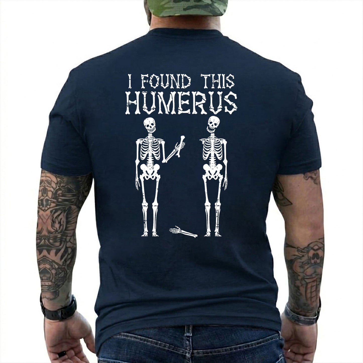 I Found This Humerus Shirt Funny Skeleton Halloween Graphic Tee Pun Gift For Men Women