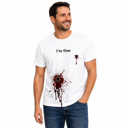 Im Fine Bullet Hole Shirt Funny Dark Humor Graphic Tee Horror Halloween Gift For Adults
