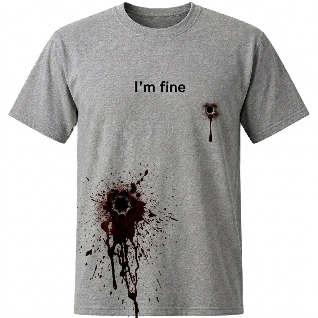 Im Fine Bullet Hole Shirt Funny Dark Humor Graphic Tee Horror Halloween Gift For Adults