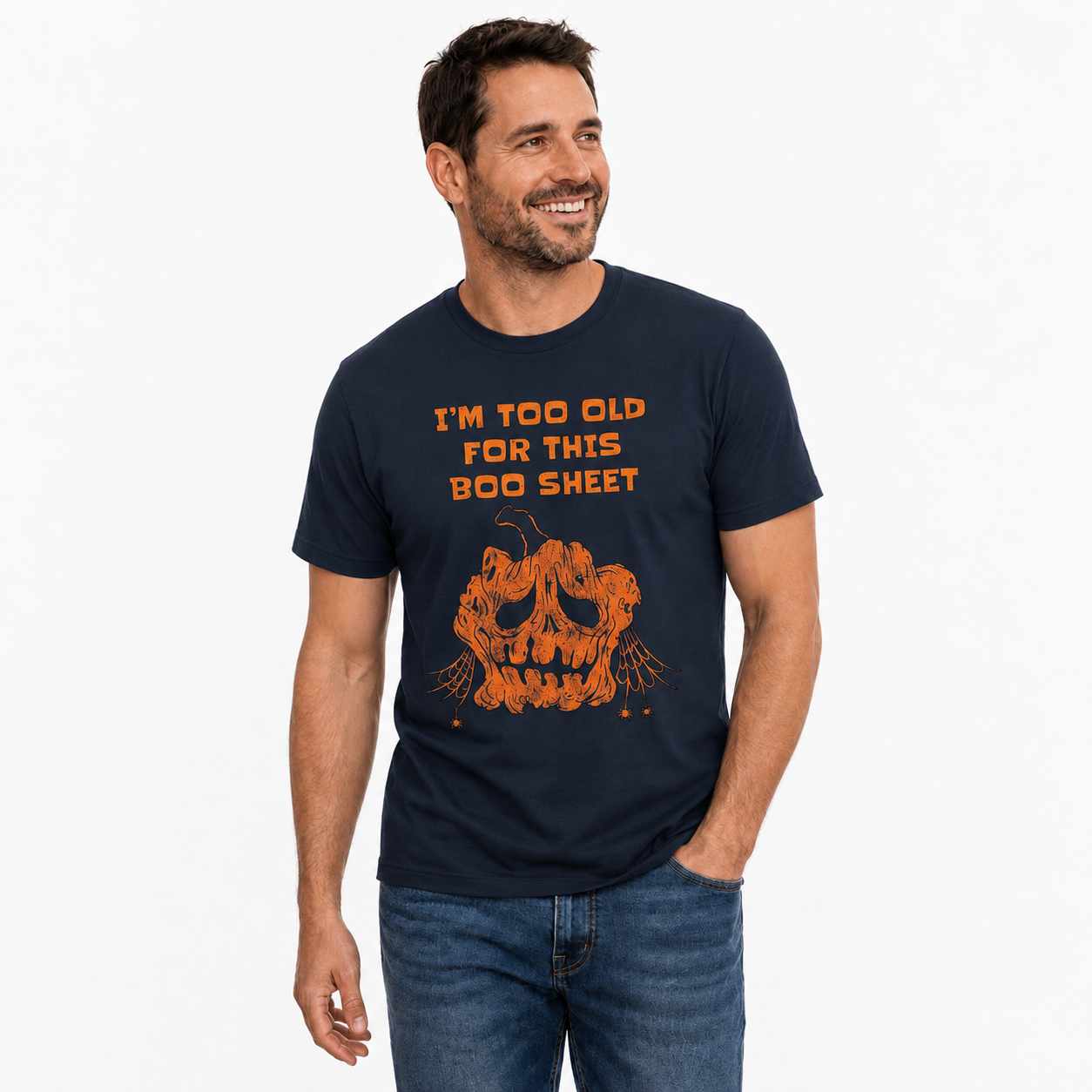 Im Too Old For This Boo Sheet Shirt Funny Halloween Ghost Pumpkin Graphic Tee Fall Gift For Adults