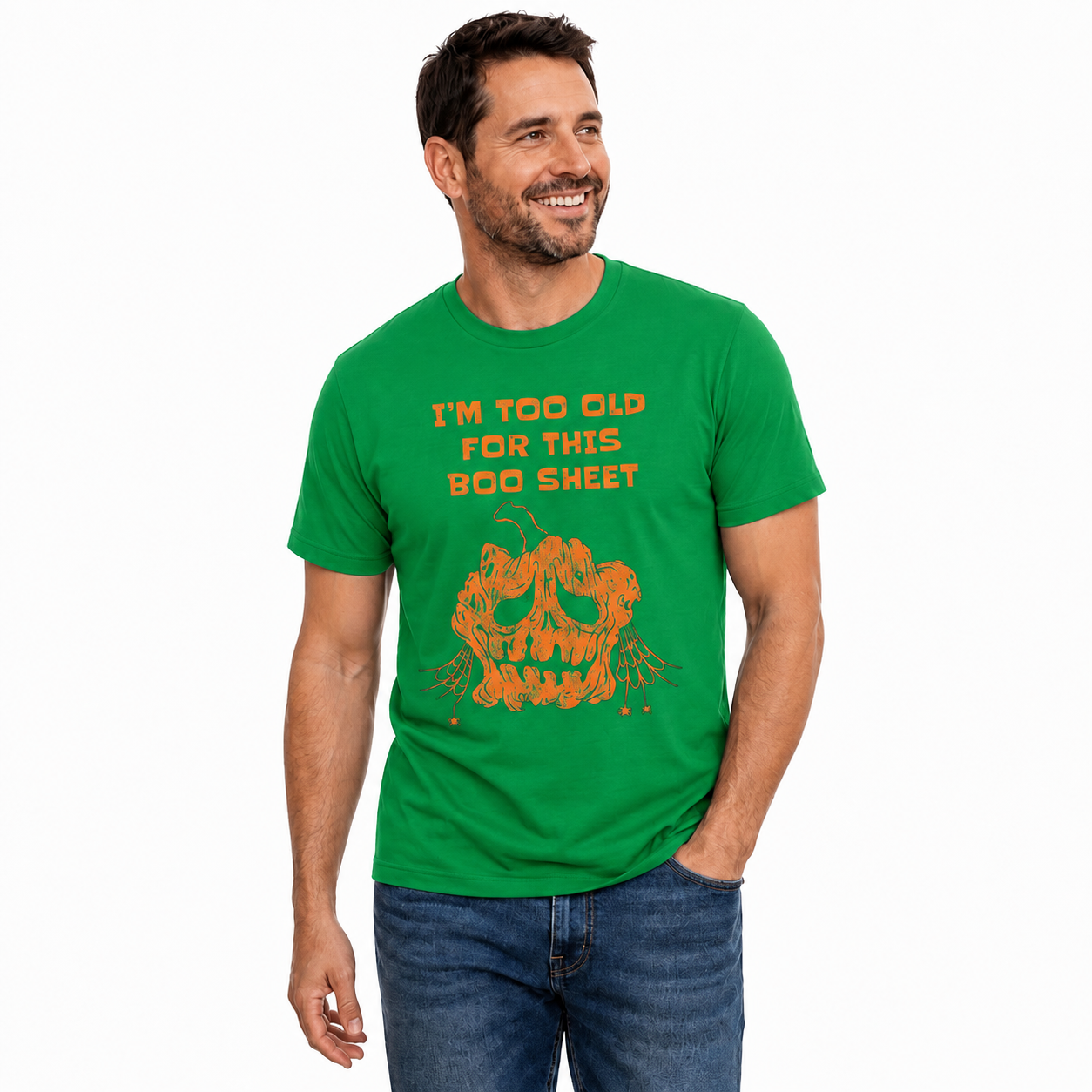 Im Too Old For This Boo Sheet Shirt Funny Halloween Ghost Pumpkin Graphic Tee Fall Gift For Adults