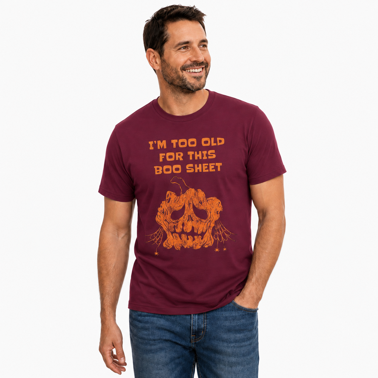 Im Too Old For This Boo Sheet Shirt Funny Halloween Ghost Pumpkin Graphic Tee Fall Gift For Adults