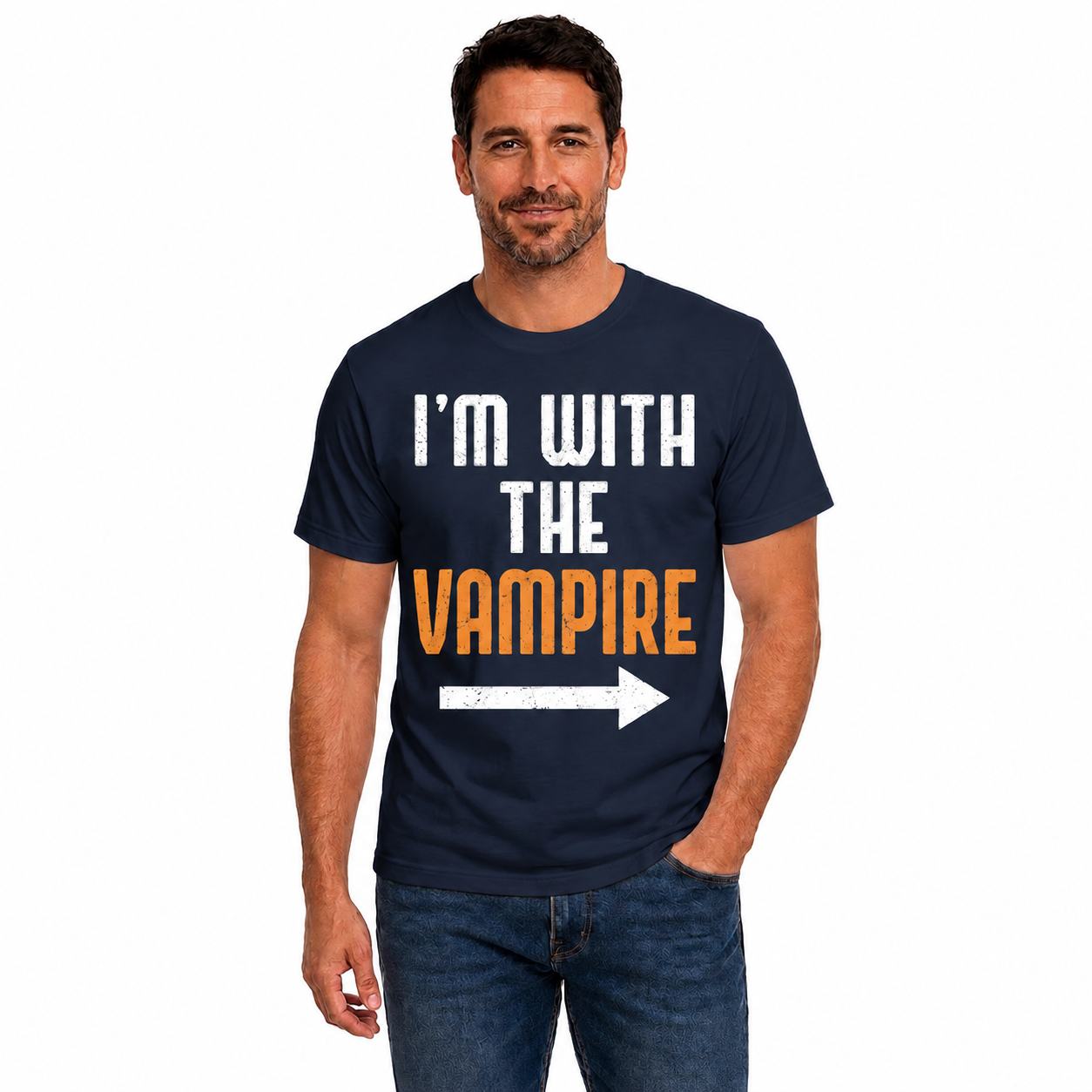 Im With The Vampire Shirt Funny Halloween Matching Couple Graphic Tee Gothic Horror Gift