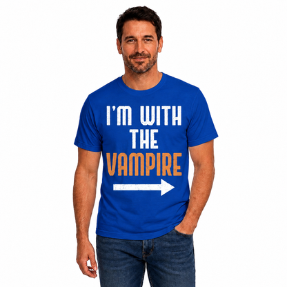Im With The Vampire Shirt Funny Halloween Matching Couple Graphic Tee Gothic Horror Gift