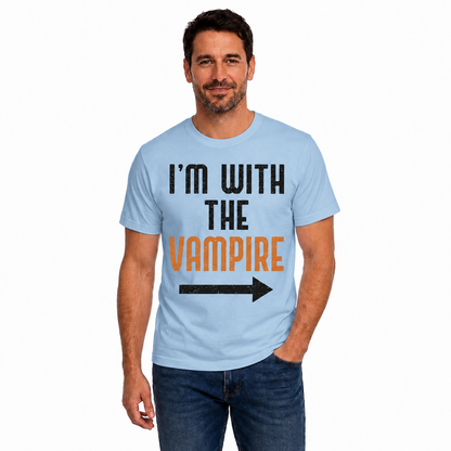 Im With The Vampire Shirt Funny Halloween Matching Couple Graphic Tee Gothic Horror Gift
