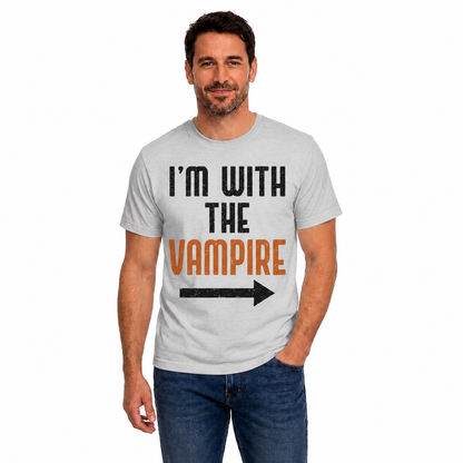 Im With The Vampire Shirt Funny Halloween Matching Couple Graphic Tee Gothic Horror Gift