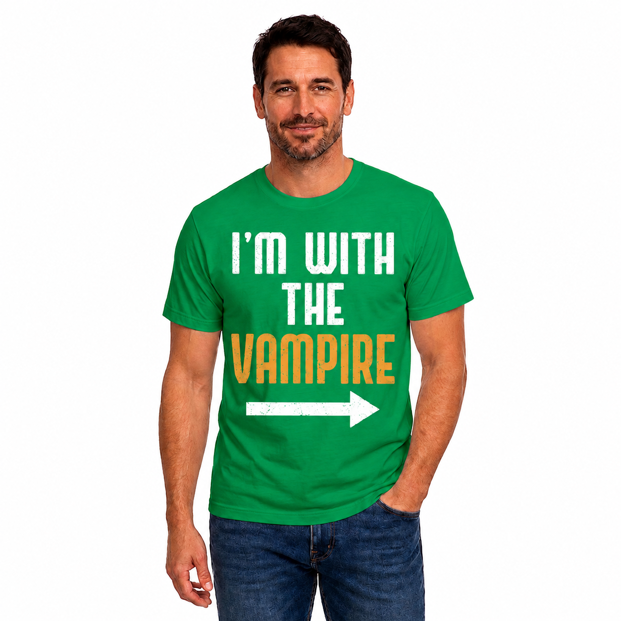 Im With The Vampire Shirt Funny Halloween Matching Couple Graphic Tee Gothic Horror Gift